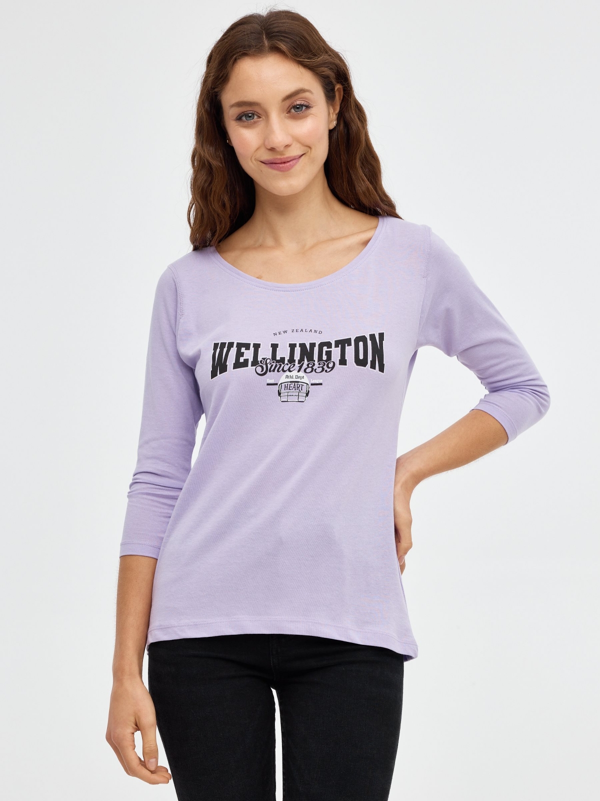 Camiseta print Wellington malva vista media frontal