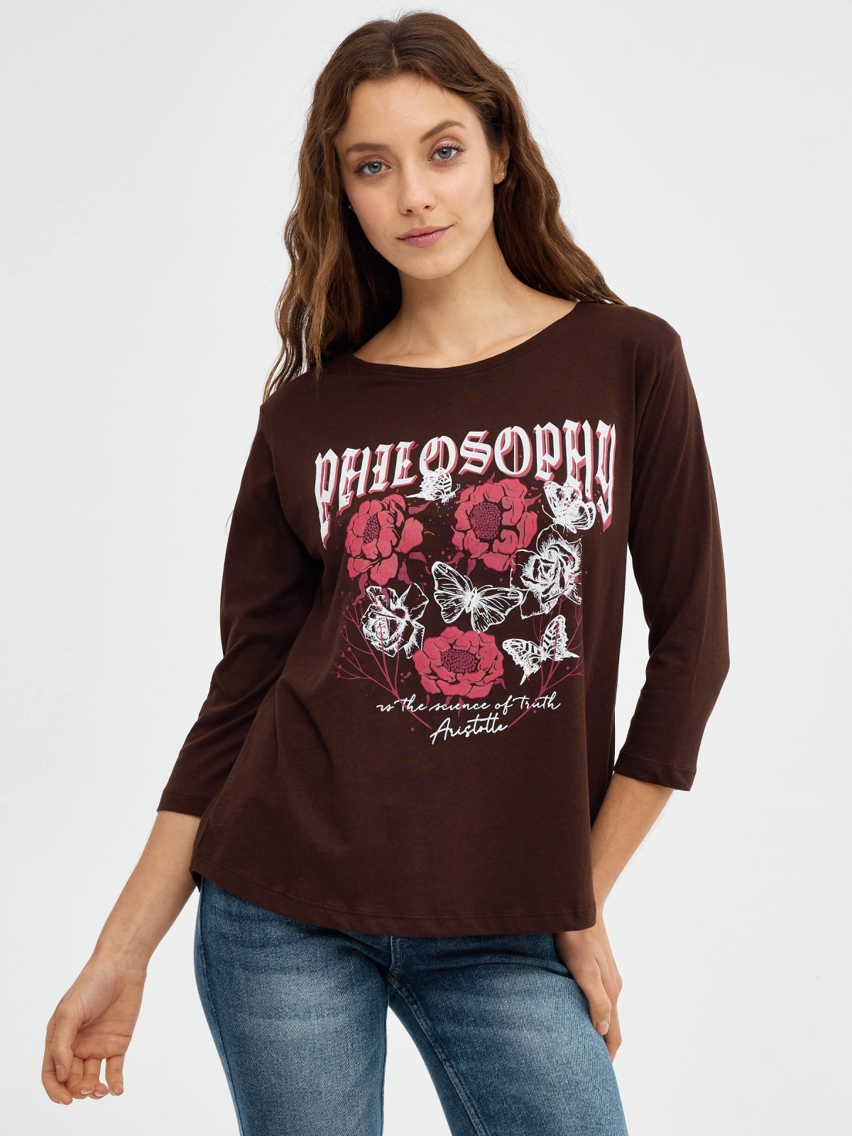 T-shirt Philosophy chocolate vista meia frontal