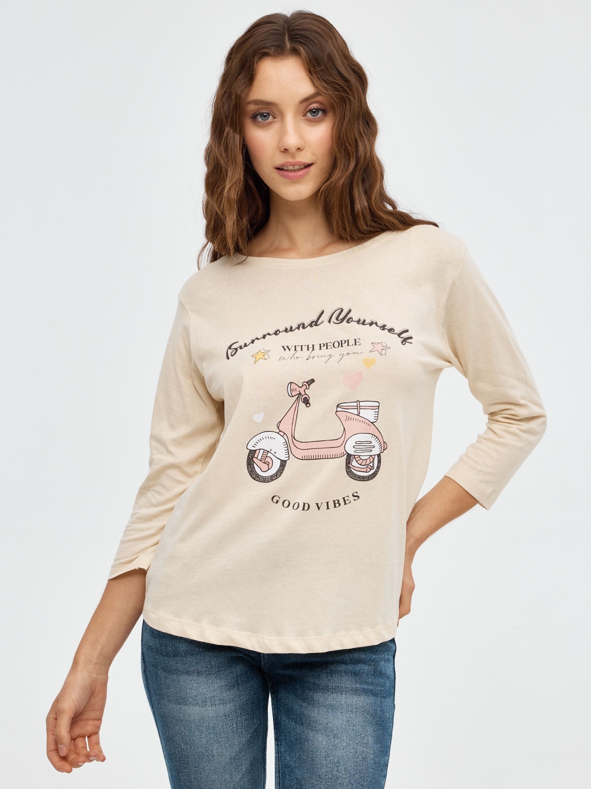 Vespa T-shirt sand middle front view