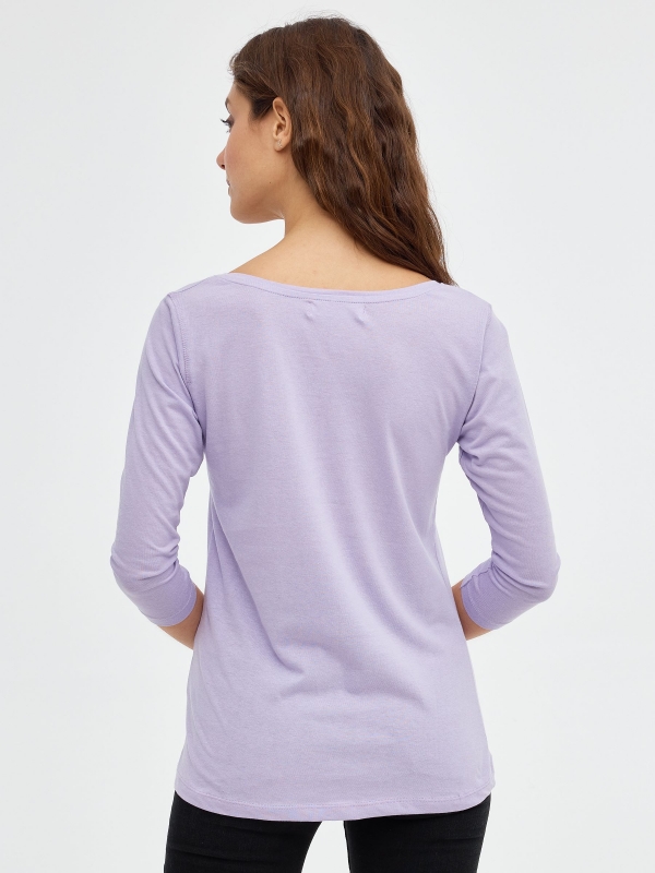 Wellington print T-shirt mauve middle back view