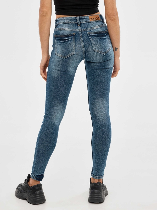 Jeans Skinny denim azul azul vista media trasera