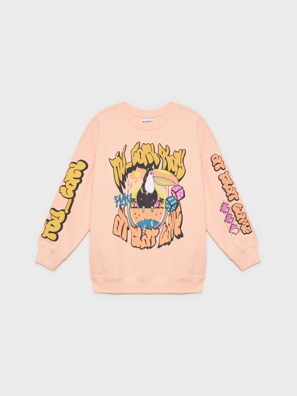  Sudadera oversized gráfica melocotón