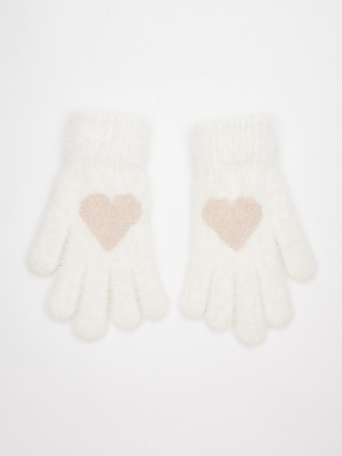 White pile effect glove off white