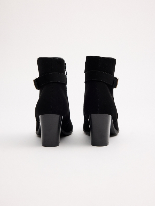 Black ankle boots with buckle heel black detail view