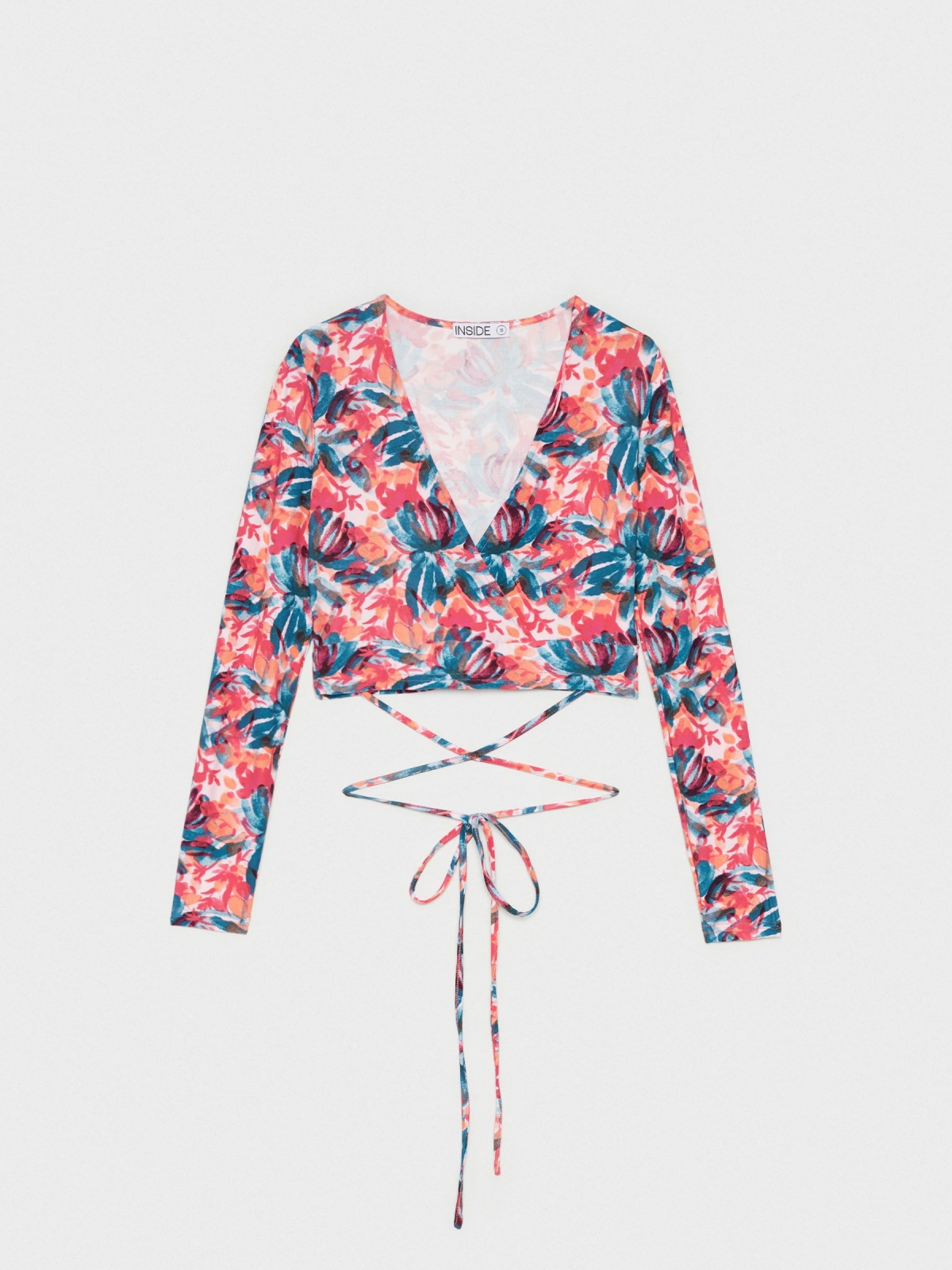  Camista print floral con lace up multicolor