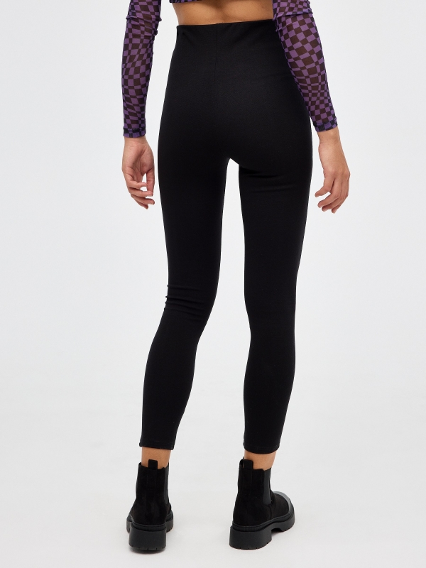 Leggings high waist con botones negro vista media trasera