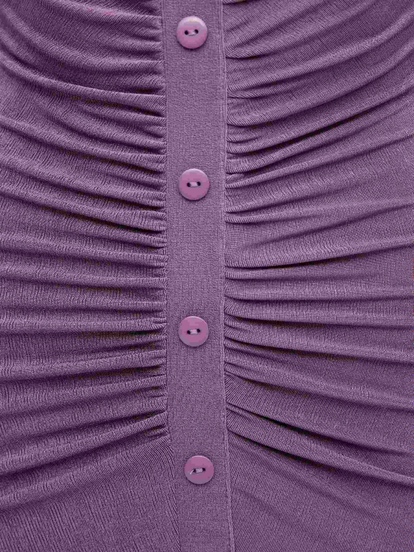 Mini dress with placket closure aubergine detail view