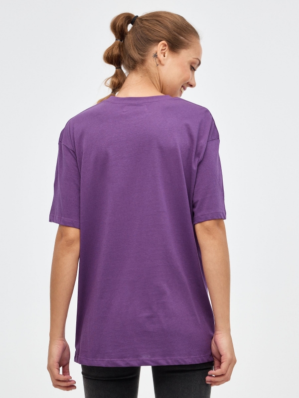 Full Moon print T-shirt aubergine middle back view