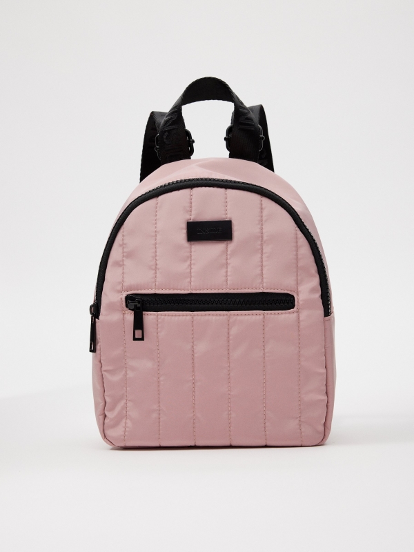 Mochila casual de nylon cor-de-rosa