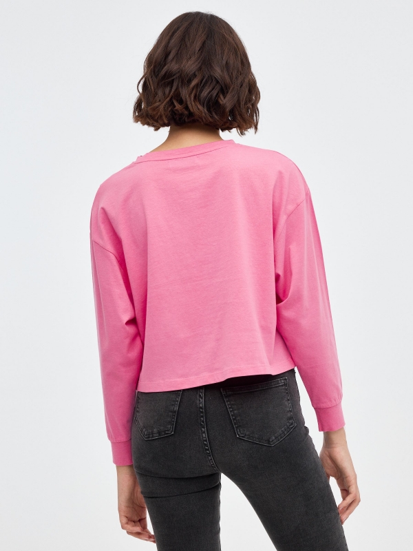 Crop top Moto Club rosa vista meia traseira