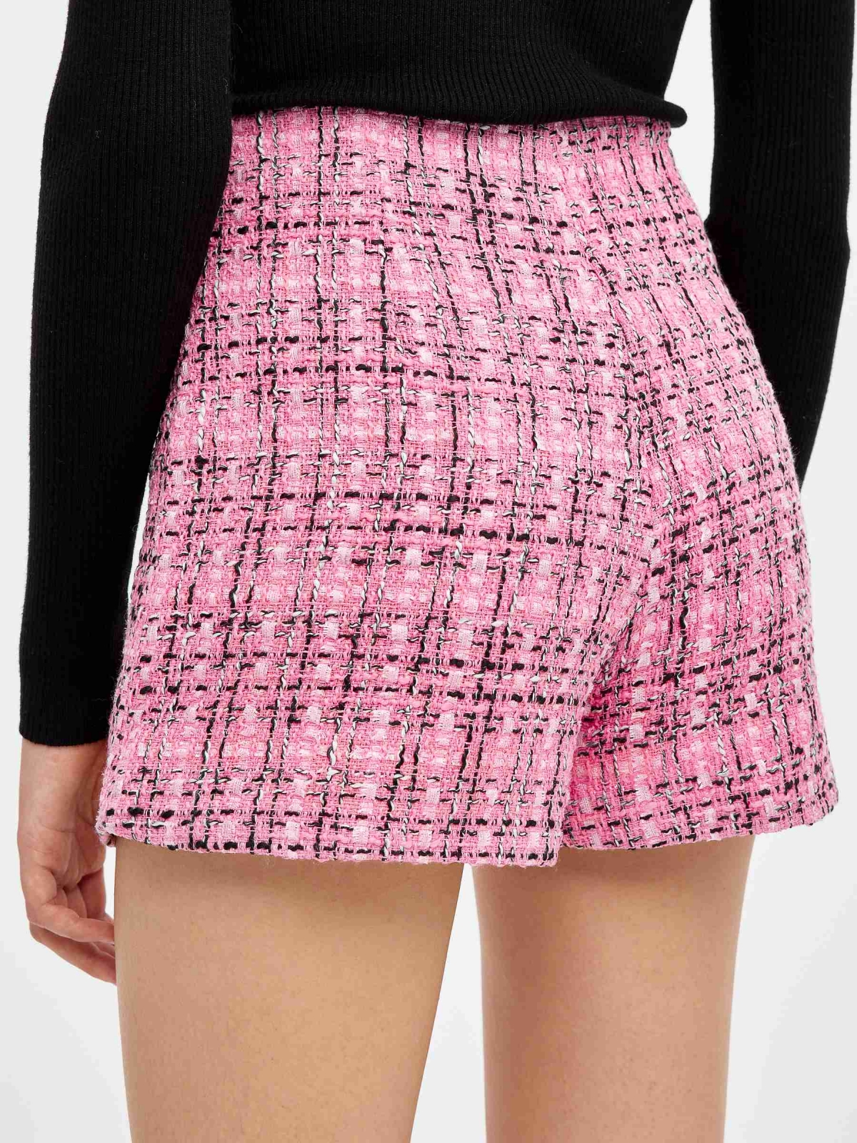 Short jacquard print con bolsillos rosa chicle vista general frontal