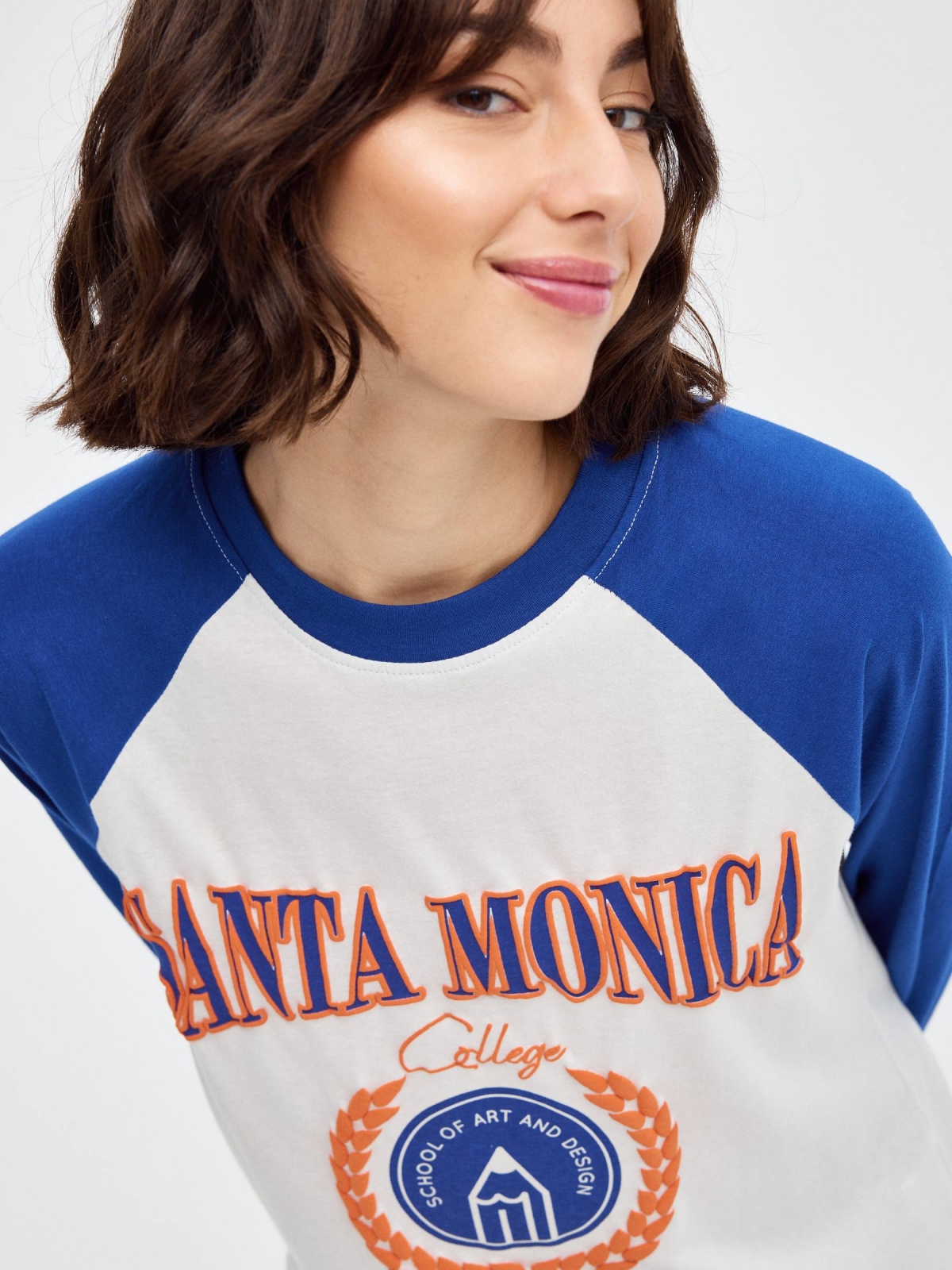 Santa Monica print T-shirt dark blue detail view