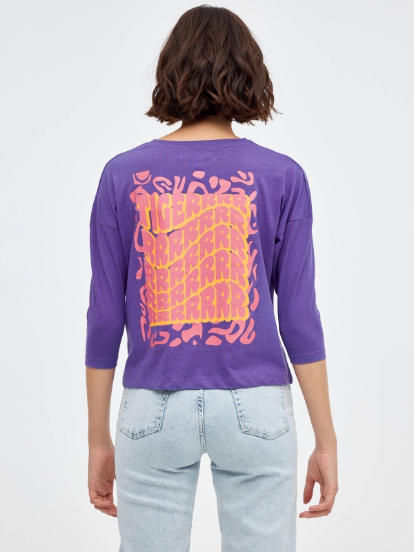 Tiger regular t-shirt violet middle back view