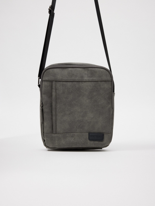 Grey leatherette crossbody grey