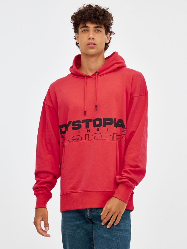 Sudadera Dystopia rojo vista media frontal