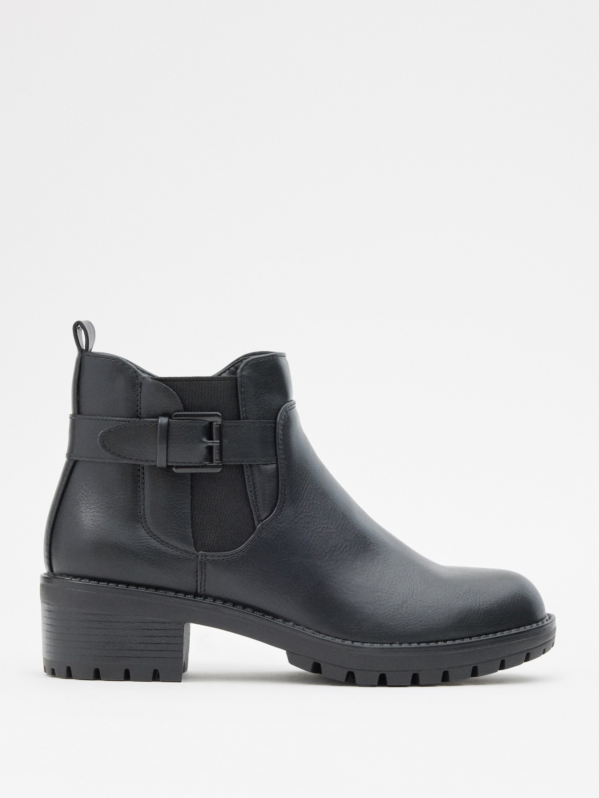 Ankle boots with buckle and elastics black