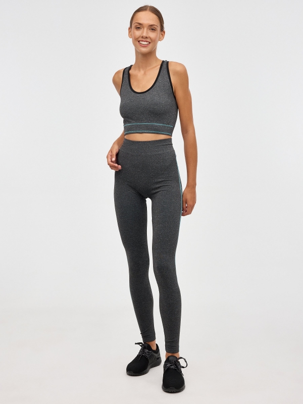 Seamless high-waist leggings dark grey front view