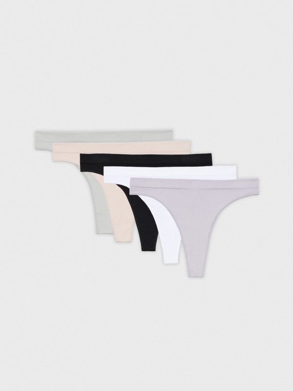 Pack of 5 ribbed thongs