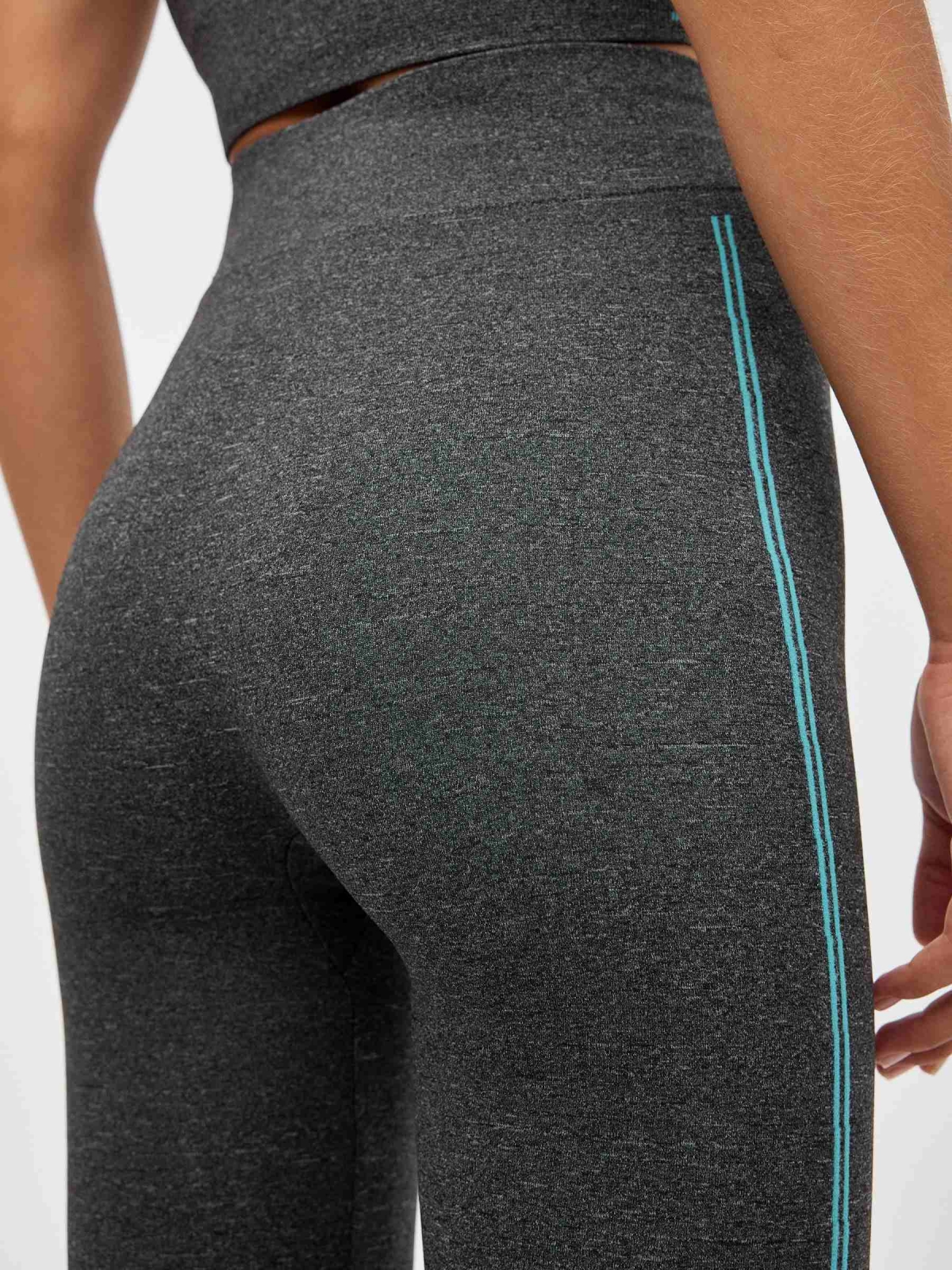 Leggings de cintura alta sem costuras cinza escuro vista detalhe