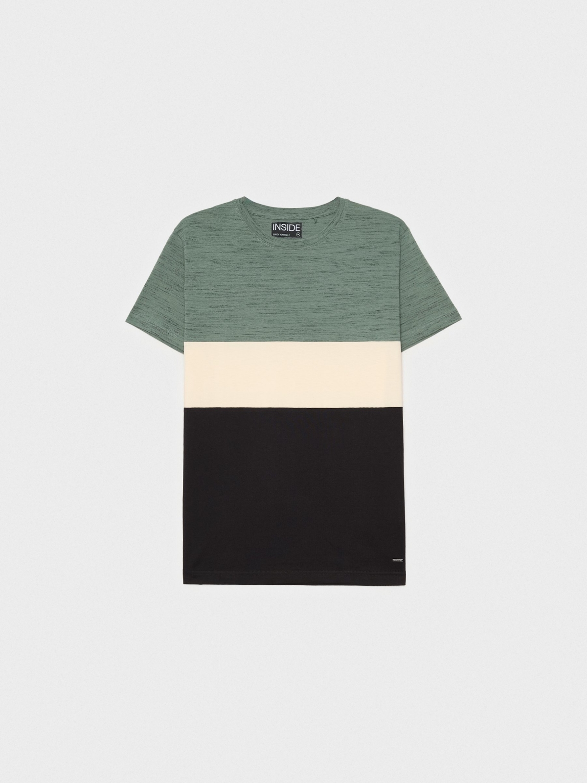  Camiseta regular color block negro