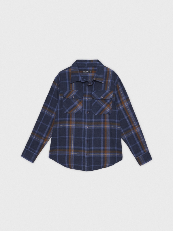  Plaid overshirt with pockets blue