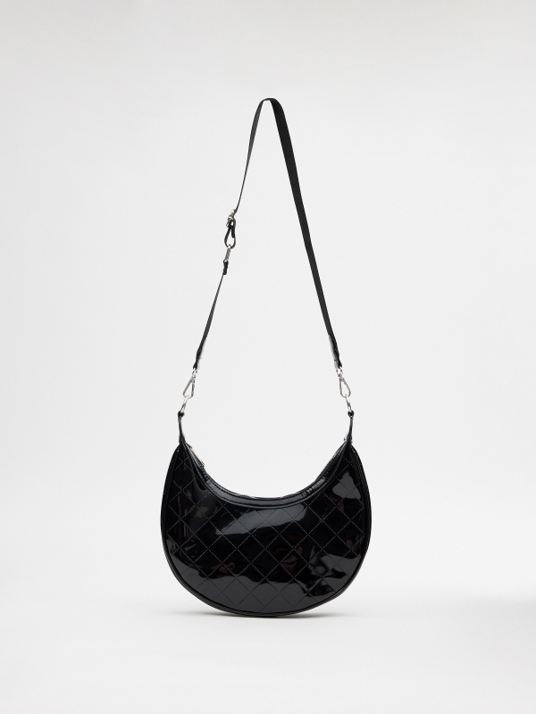 Black patent leather handbag