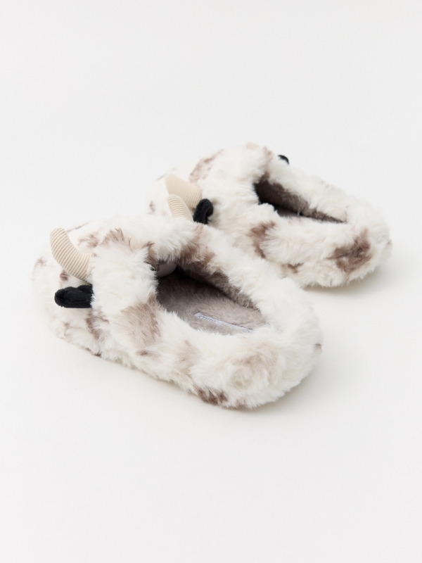 Cow slippers off white middle front view