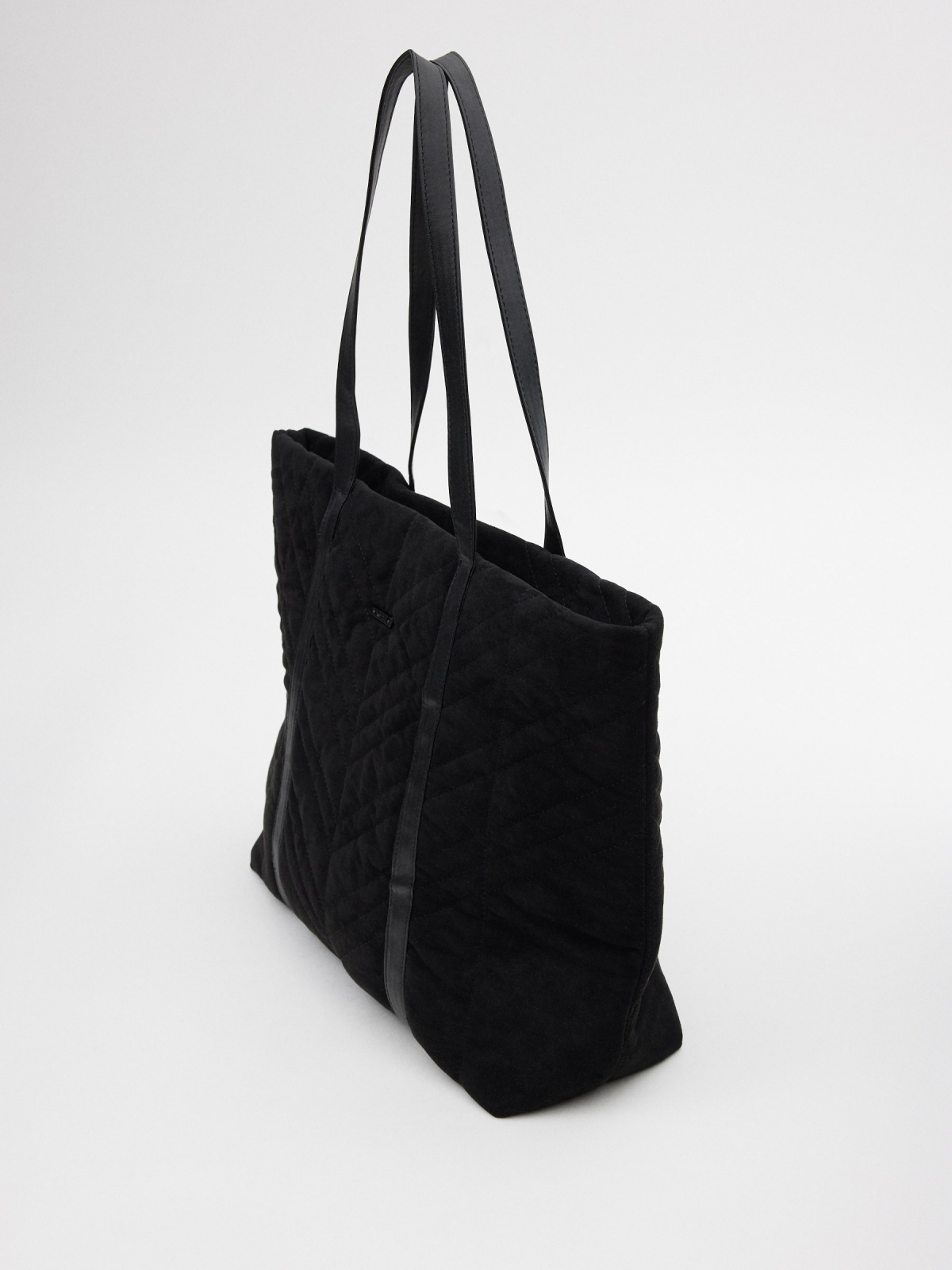 Bolso shopper grande negro vista lateral 45º