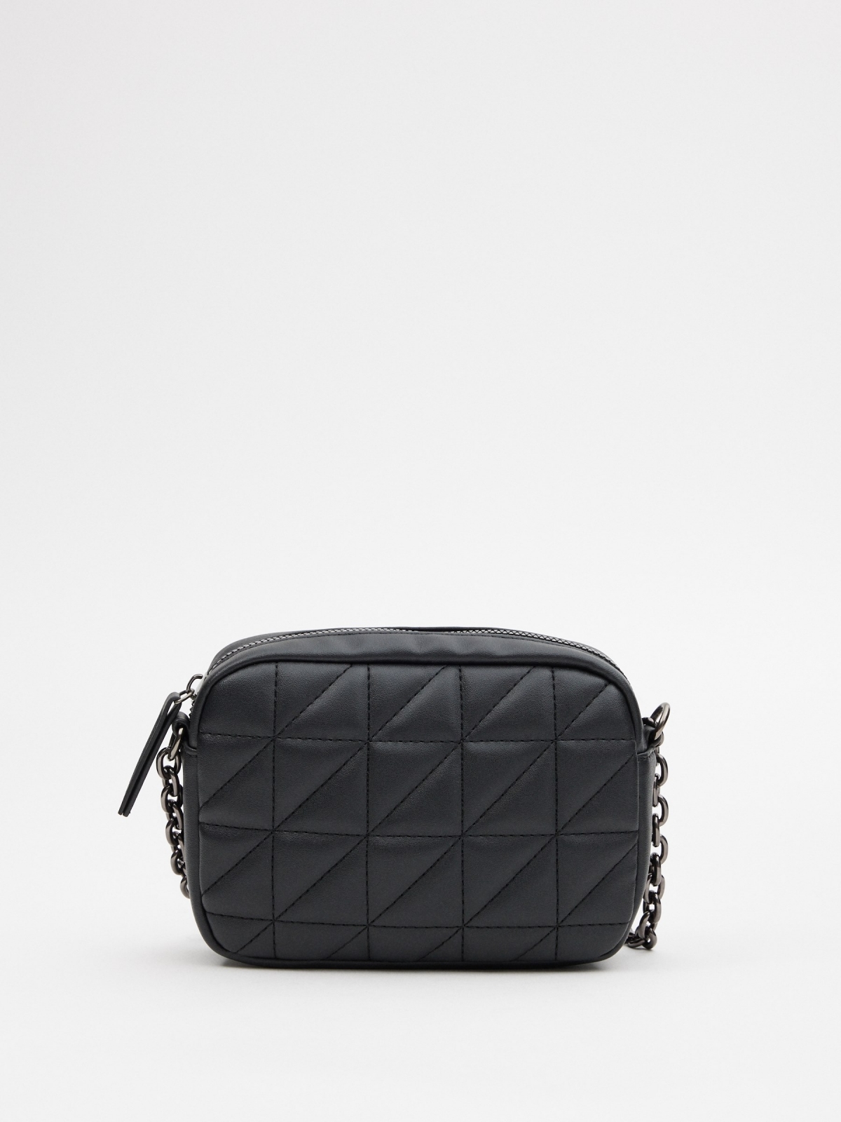 Black quilted crossbody bag black 45º side view