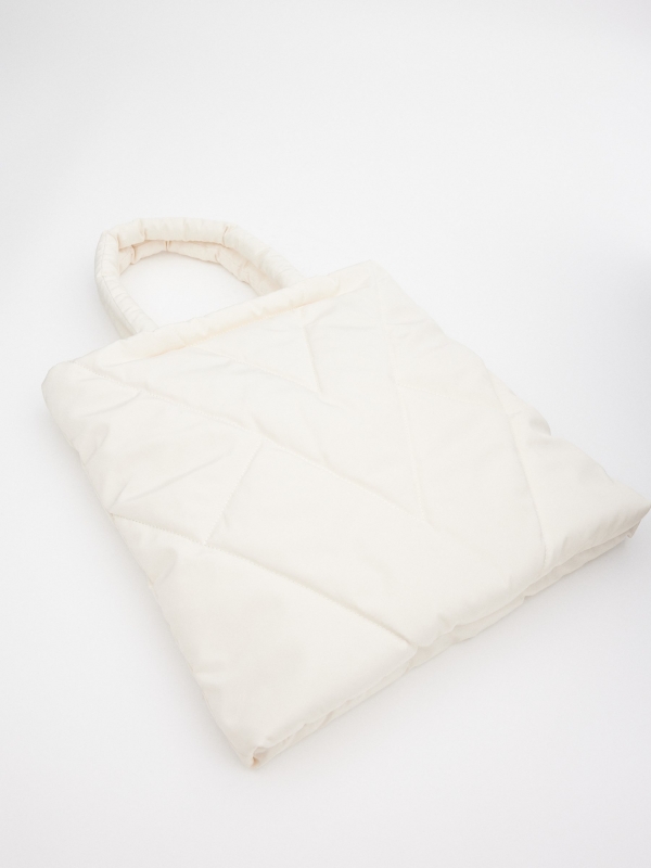 Bolso nylon crudo blanco roto vista lateral 45º