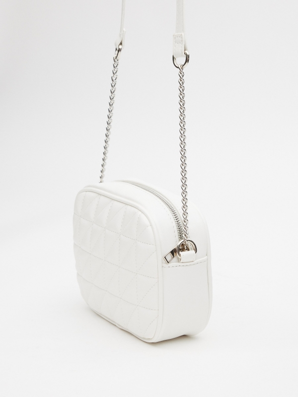 Leatherette crossbody bag white 45º side view