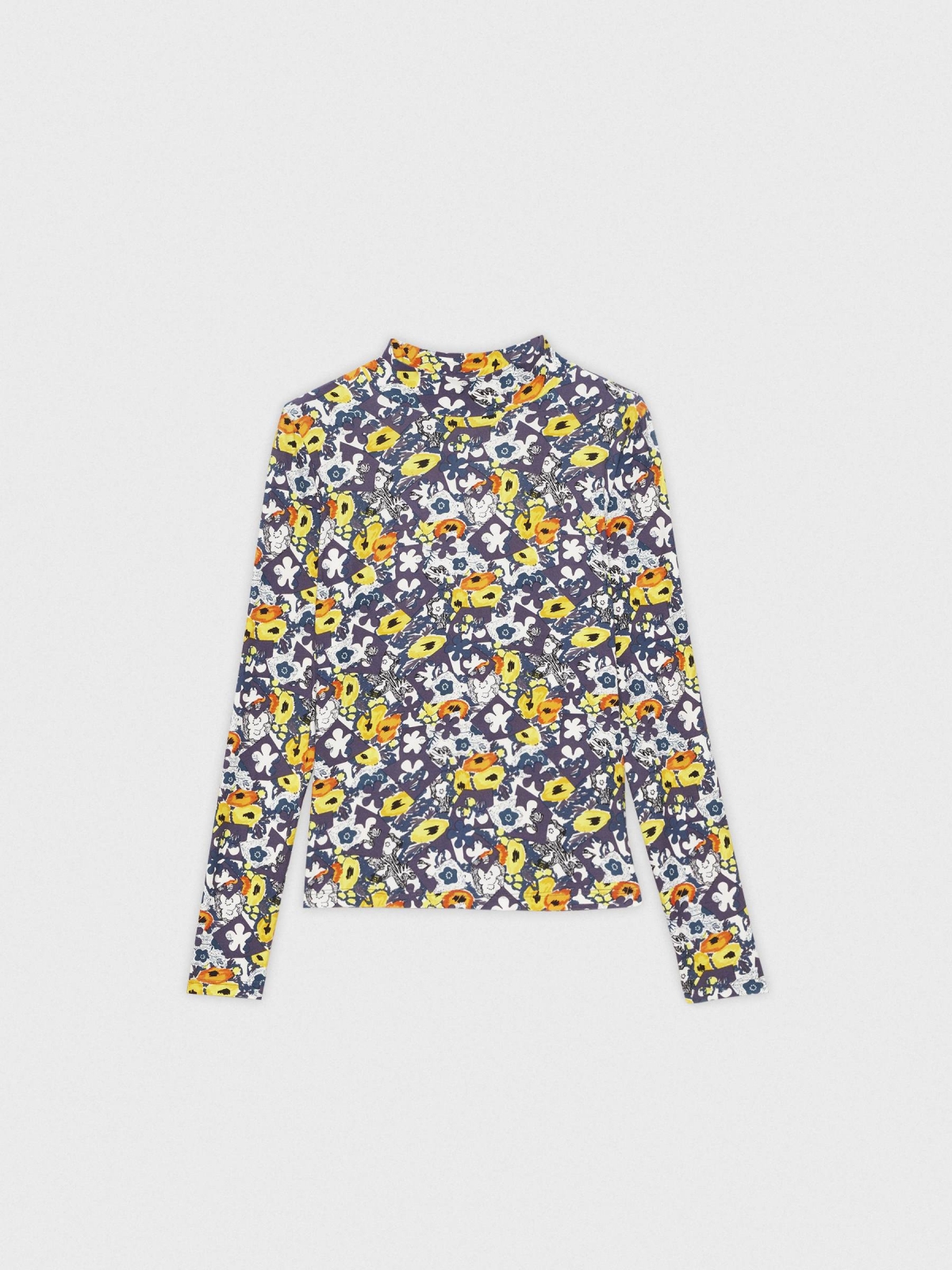  T-shirt slim perkins print floral multicolorido