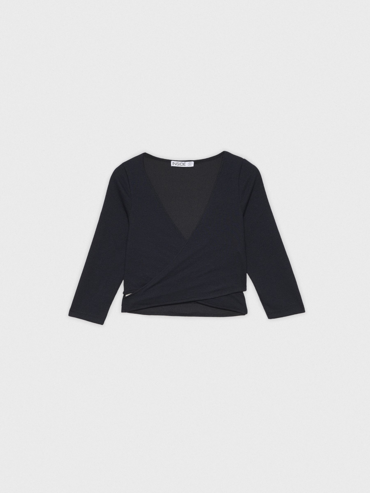  Crop top slim cruzado negro