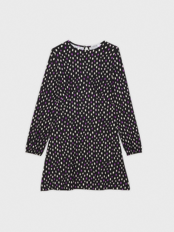  Total polka dots mini print dress black