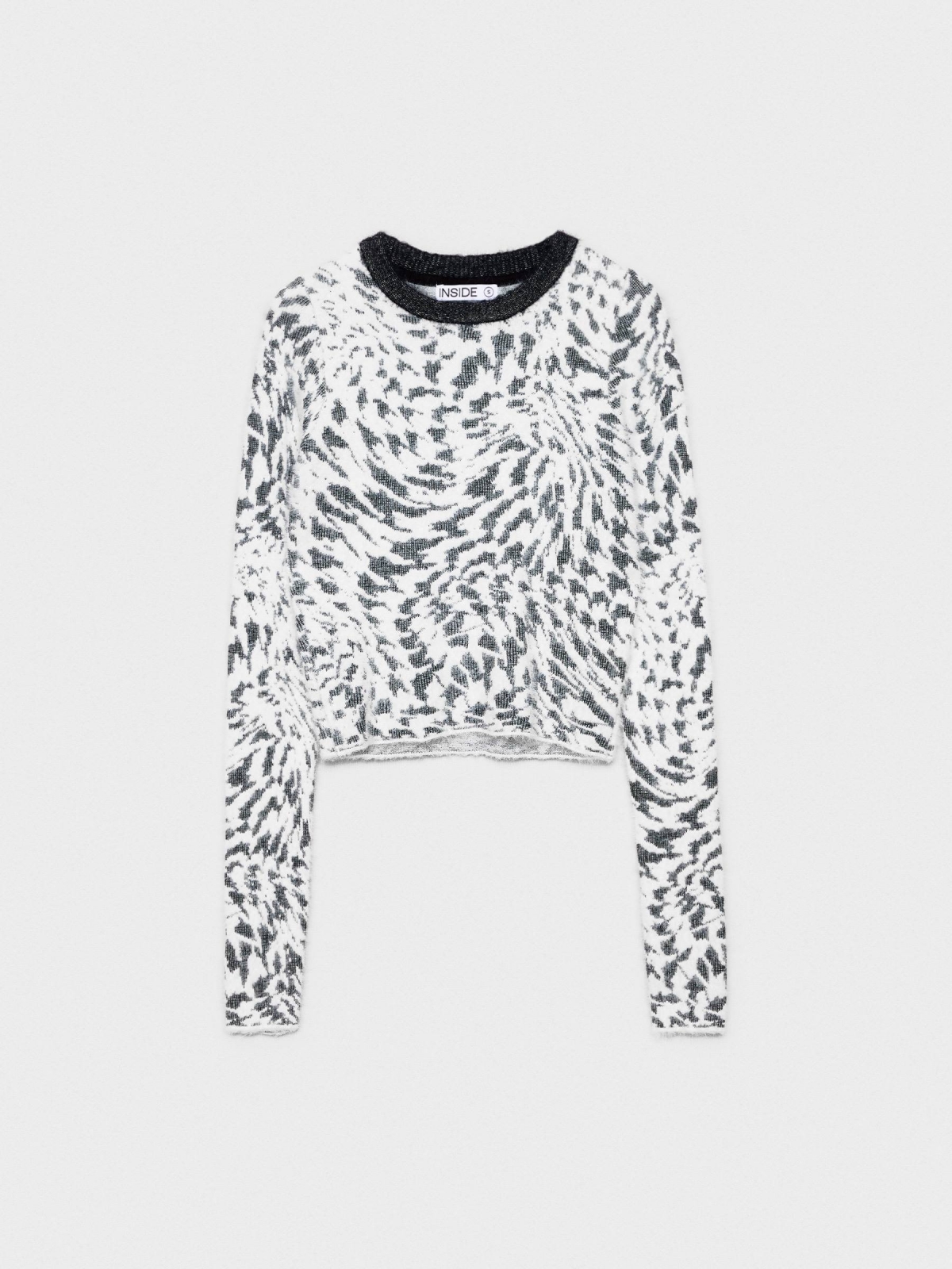  Psychedelic jacquard crop sweater black/beige