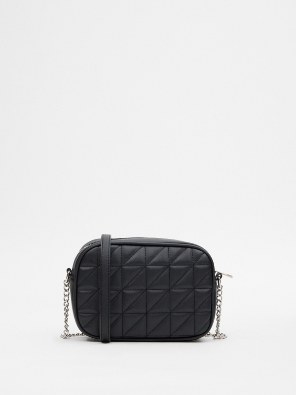 Leatherette crossbody bag black 45º side view