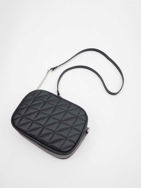 Leatherette crossbody bag black detail view