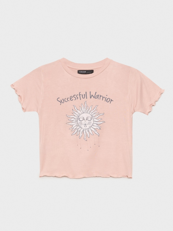  Crop curly sun t-shirt light pink