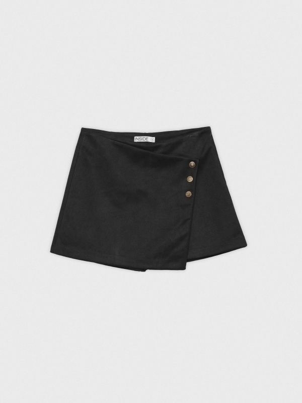  Falda pantalón de antelina con botones negro