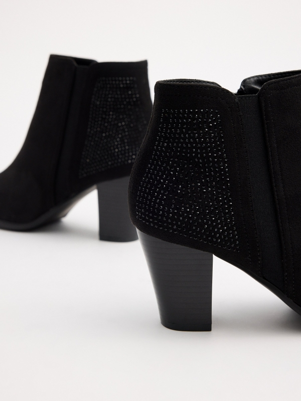 Black rhinestone ankle boots black detail view