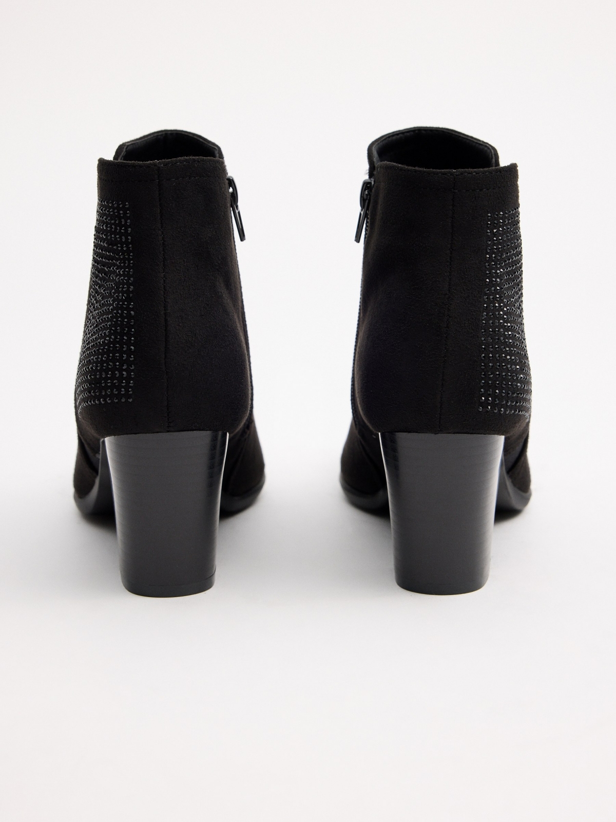 Black rhinestone ankle boots black detail view