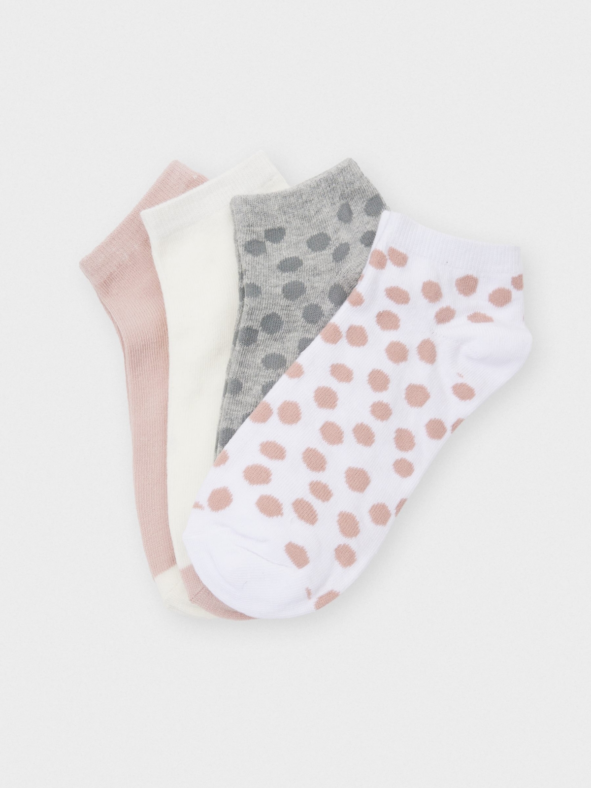 Pack of 4 polka dot socks middle front view