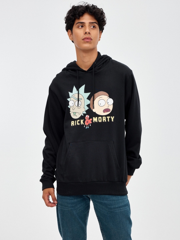 Sudadera Rick&Morty negro vista media frontal