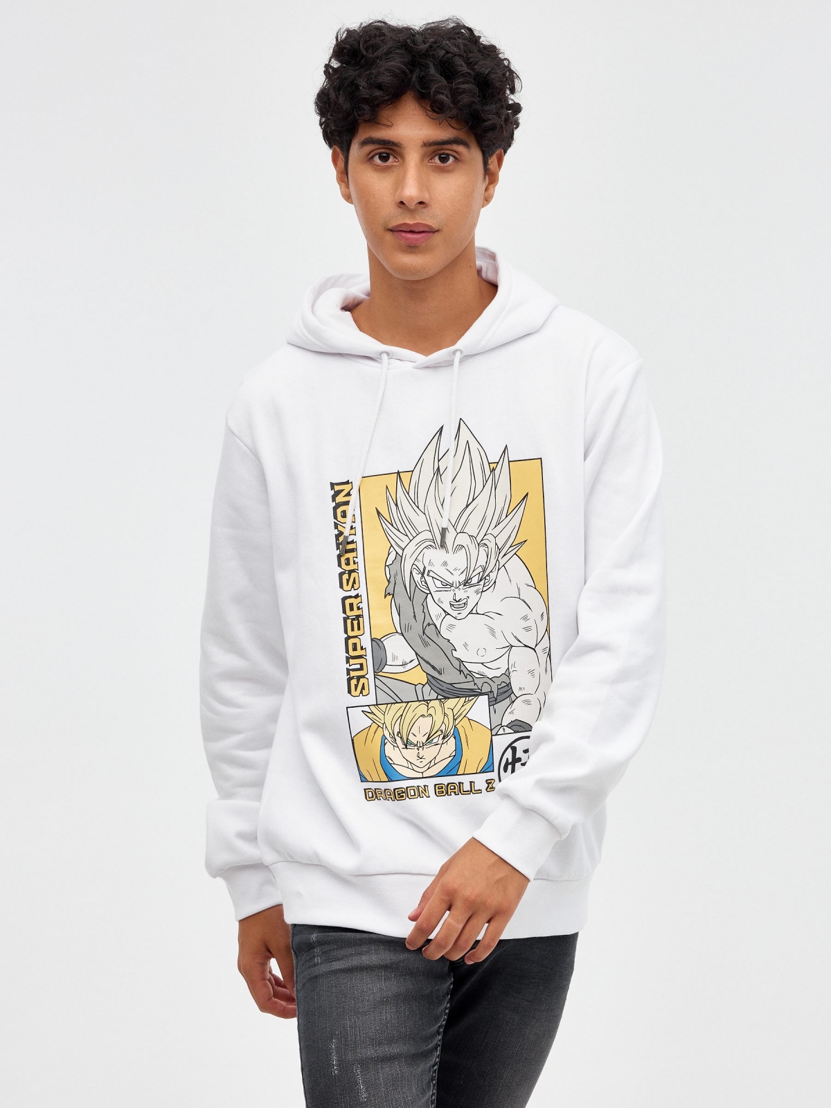 Dragon Ball print sweatshirt white middle front view