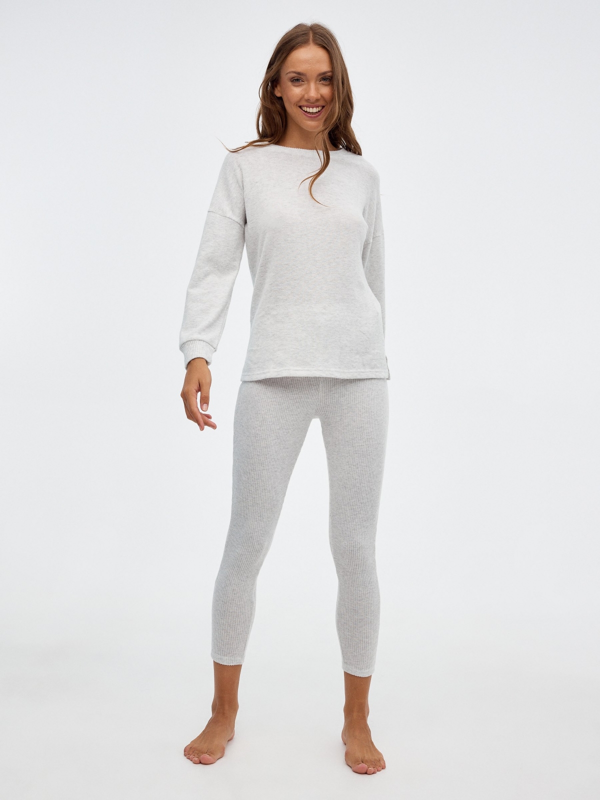 Plain knit pajama set