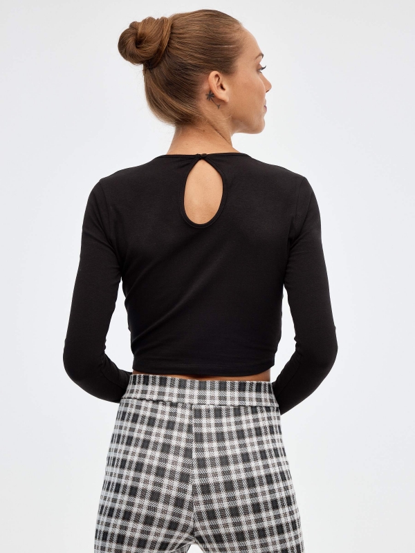 Mesh T-shirt with velvet black middle back view