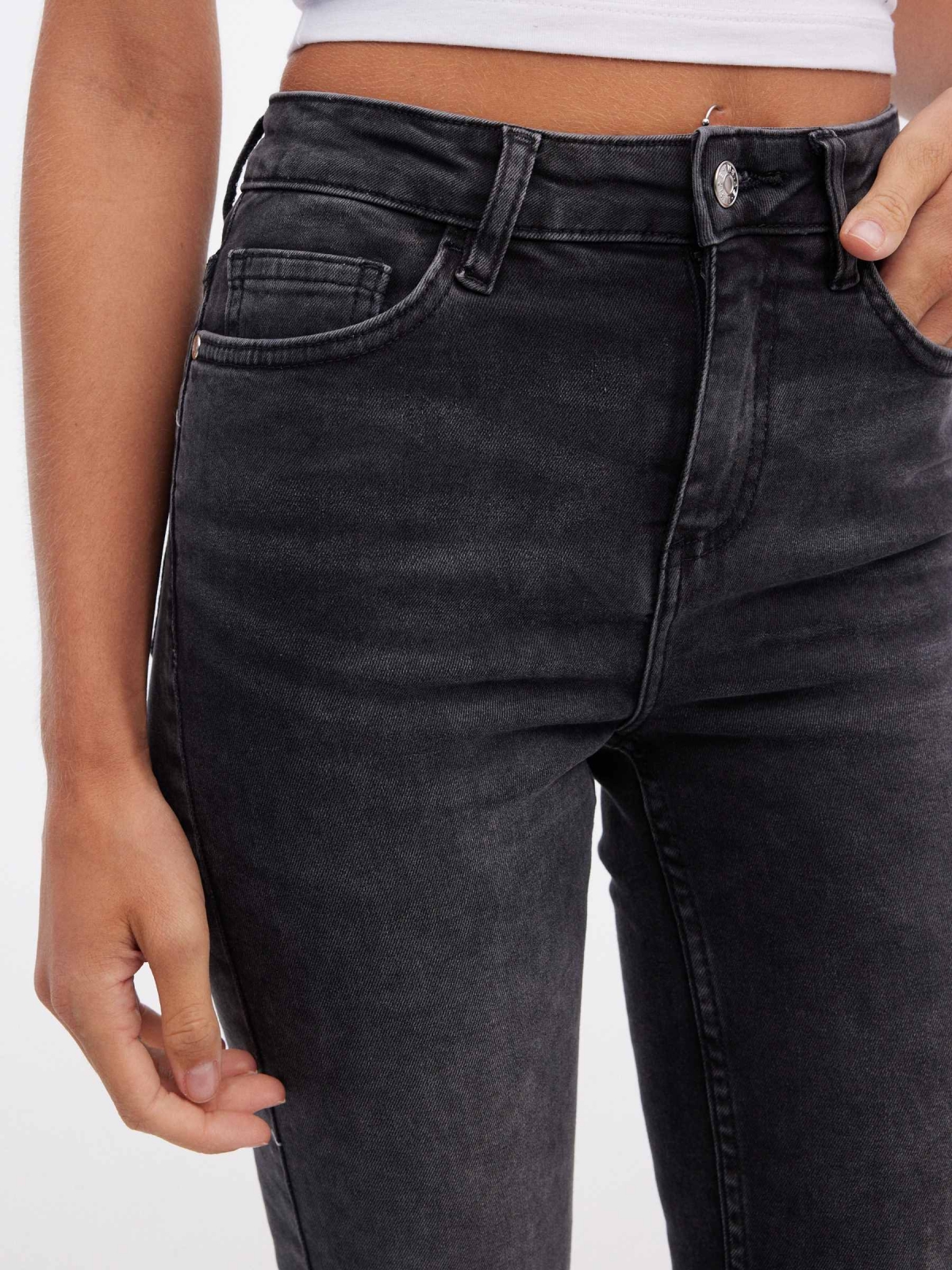 Calças de ganga skinny básicas pretas preto vista detalhe