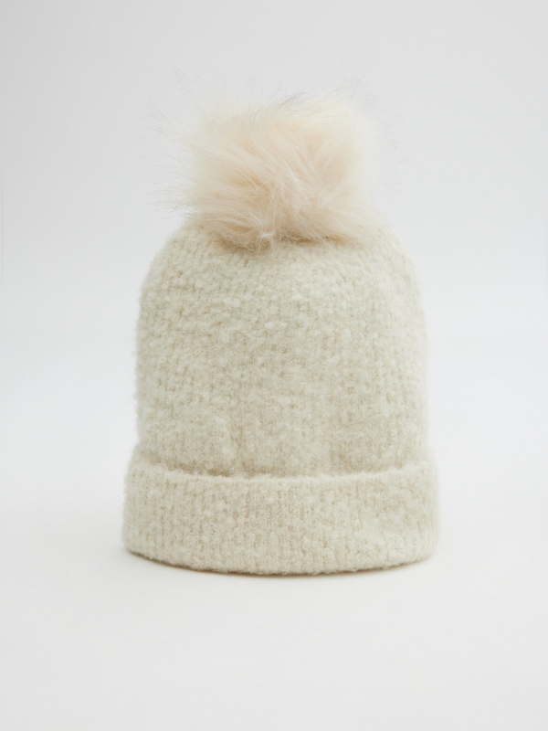 Gorro de punto suave beige vista detalle