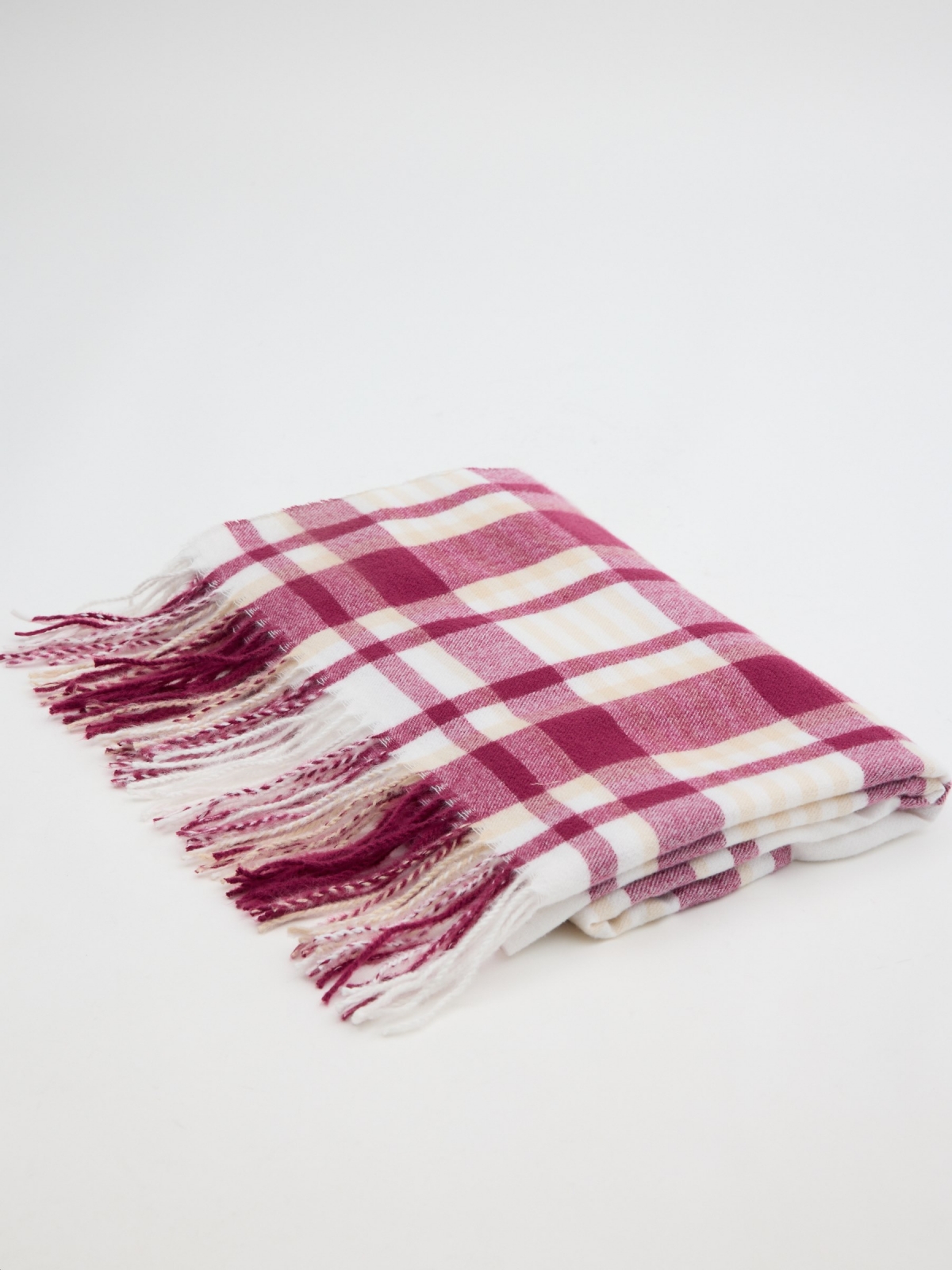 Plaid blanket scarf grey rolled view