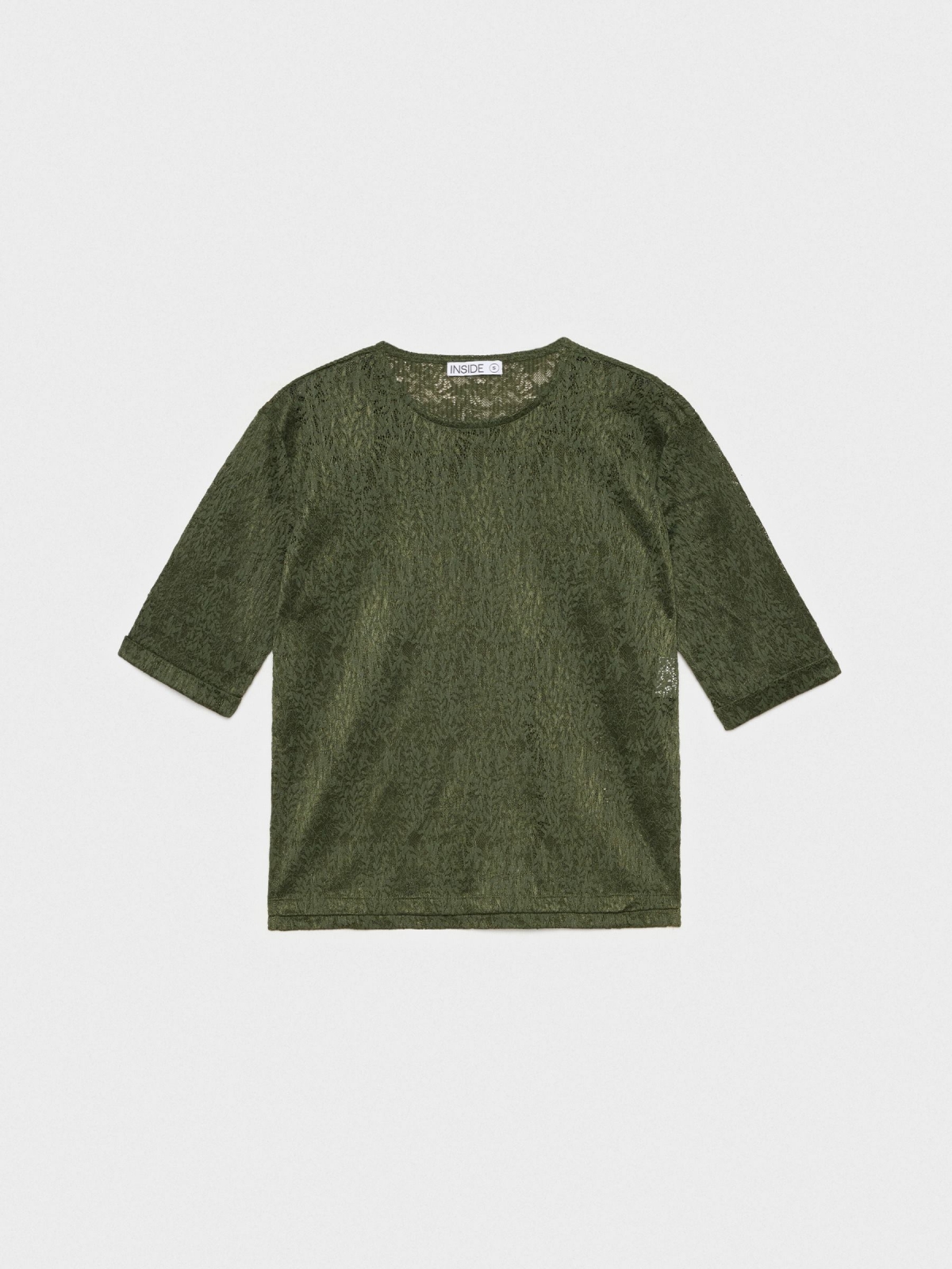  Printed lace t-shirt dark green